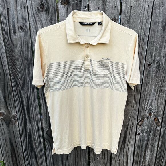Travis Mathew Short Sleeve Salt Sand Polo Mens M Yellow Golf Outdoor Preppy Dad - Picture 2 of 14